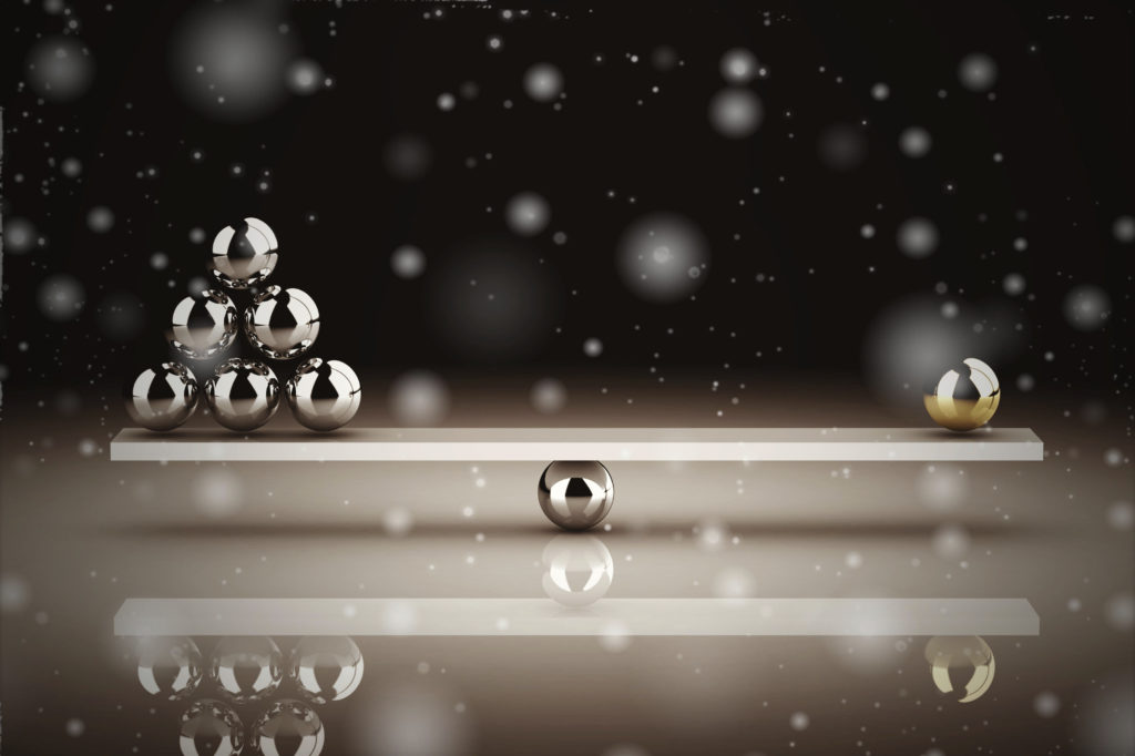 disbalance on white background (high resolution 3D image) showing that dark data is important